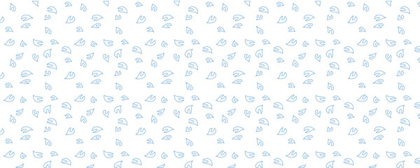Minimalist seamless pattern with blue line art abstract leaf ornaments on white background. Vector illustration © Sarbi