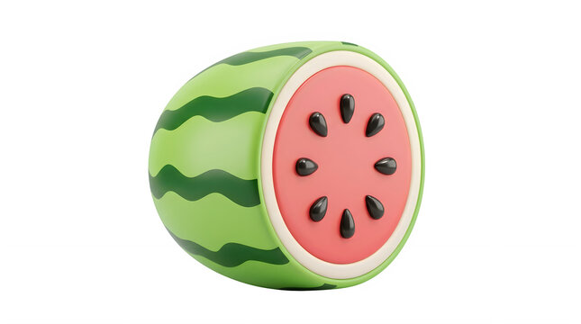 3D Stylized Watermelon Half Slice