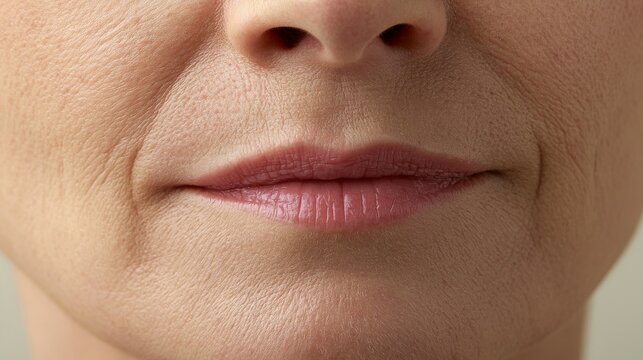 Close-up of a Person's Lips and Skin Texture
