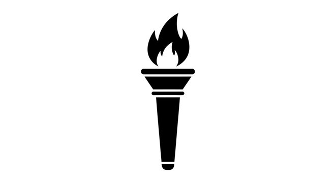Black silhouette icon of a burning olympic torch.