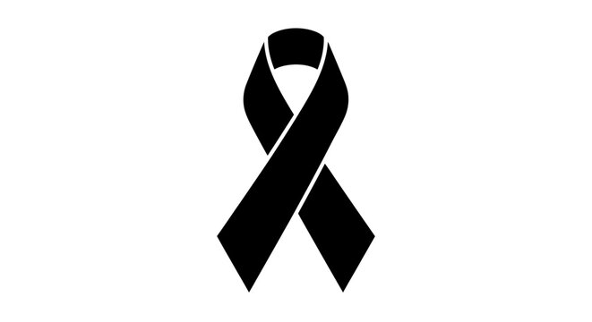 Simple black ribbon icon for mourning and awareness.