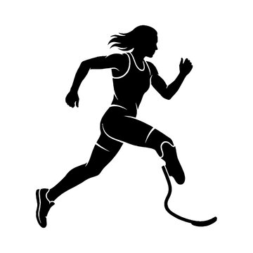 Silhouette of a female athlete with a prosthetic running blade.