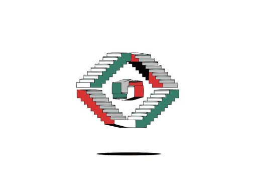 Impossible Staircase Optical Illusion Diamond Shape 3D Illustration