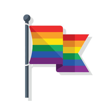 Rainbow flag on a pole.