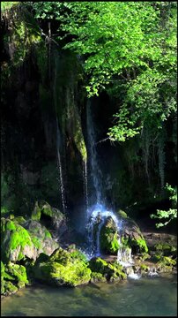 waterfall in the forest close up clean water 