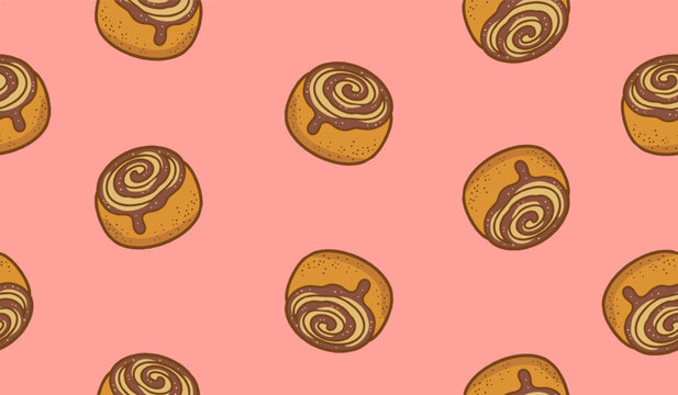 Cinnamon rolls pattern background vector design