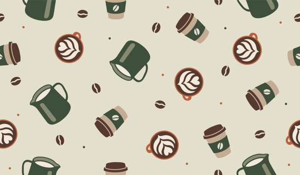 Coffee latte seamless pattern background
