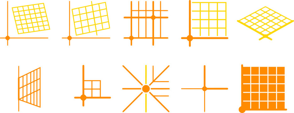 Abstract Orange Perspective Grid and Coordinate System Vector Elements for Technical Drafting, Architectural Design & Geometric Data Visualization (EPS)