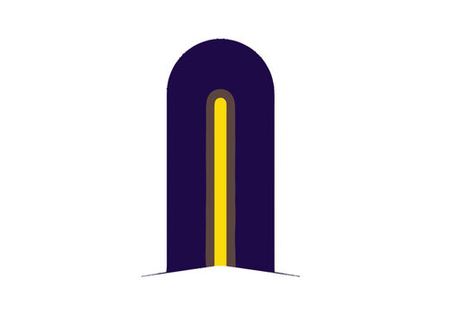 Minimalist Abstract Arch Graphic Icon with Yellow and Brown Stripe
