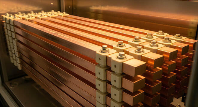 Industrial copper busbars for high voltage electrical power supply