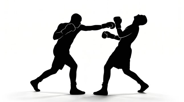 Two Boxers in Silhouette Punching Each Other