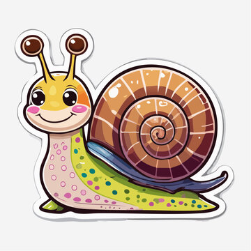 S&uuml;&szlig;e Schnecke als Cartoon Sticker