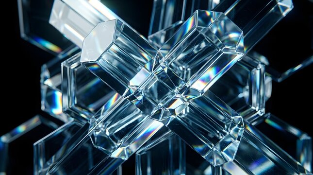Glass effect crystals refracted light on clear crystal blocks