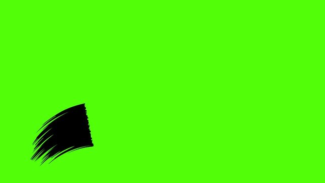 Black Brush Stroke on Green Screen: A dynamic black brush stroke sweeps across a vibrant green screen, perfect for adding a touch of artistic flair or motion graphics to video projects.