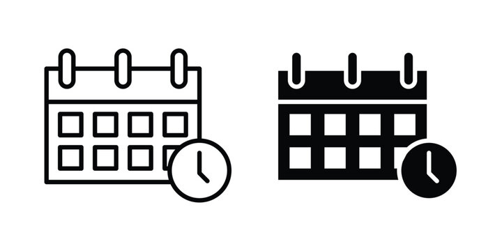 Calendar clock icon symbol Isolated. Vector Illustration.