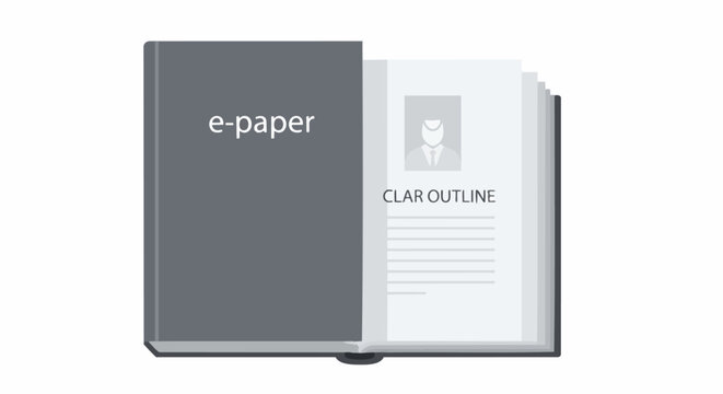 Digital E-paper Book Illustration for Electronic Publishing, E-learning, and Modern Documentation Icon