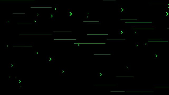 Digital Glitch Abstract: A dark, abstract background with a digital glitch effect, featuring scattered green lines and arrow-like shapes, creating a futuristic and technological aesthetic.