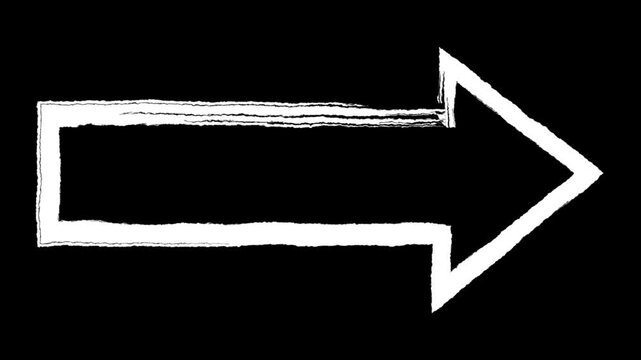 Arrow Symbol in Black Background: A white chalk arrow drawn on a black background points to the right, symbolizing direction, progress, and forward movement.