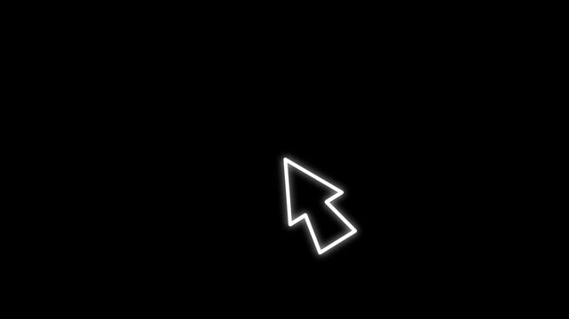 Mouse click symbol with spark isolated on green screen background. Pointer arrow cursor clicking. A mouse click symbol with a spark on a green screen.