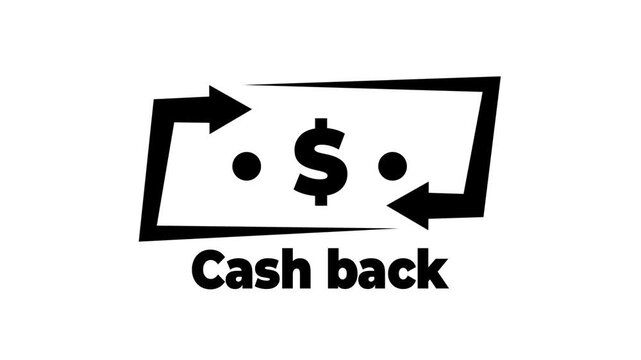Cash Back Flat Style Banner Sticker Colorful Label Popup Promotional Animation. Sale, Discounts, Deals, Special Offers. Green Screen and Alpha Matte
