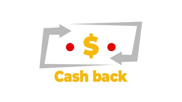 Cashback loyalty program concept. Refund money service design. Bonus cash back symbol. 4k