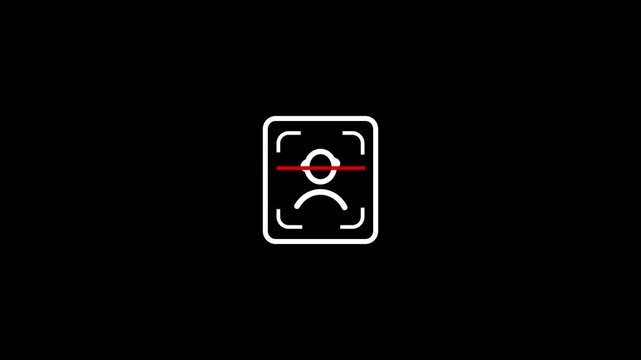 Facial recognition icon suitable for technology or security designs. Head and face lines in a modern and clean style.