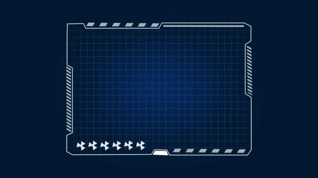 White futuristic interface panel with technology grid graphics. Technology border symbol for machinery compiler diagnostics monitor. Digital interface frame animation for tech HUD.