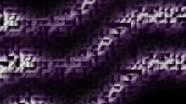 Abstract purple and white pixelated mosaic pattern animation. Abstract pixel grid for retro computer graphic style layout. Digital pixel grid animation for modern video backdrop.