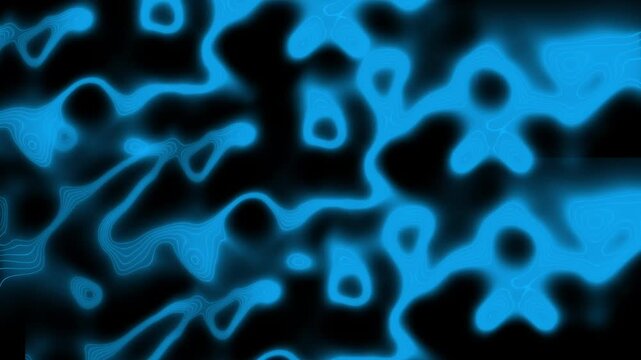 Blue electric abstract organic shapes with glowing edges. Abstract topography symbol for digital energy presentation background. Abstract topography animation for technology layout.
