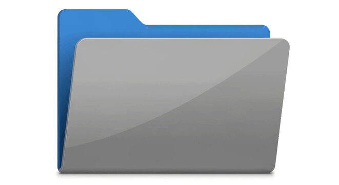 A shiny, open folder icon with a blue tab, perfect for digital document storage
