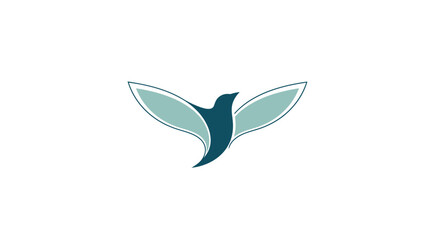 Obraz premium A simple illustration of a bird with outstretched wings, isolated on a white background