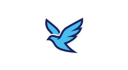 Obraz premium A simple illustration of a blue bird with its wings spread, on a white background