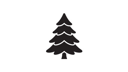 Christmas tree silhouette flat icon on white background for holiday decoration and festive greeting designs © TAIFUR