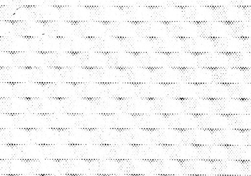 Macro printed black halftone dots forming repeating horizontal dashed stripes and banding, isolated on a transparent background with alpha channel.
