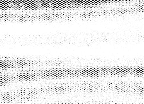 Macro printed black halftone dots forming soft horizontal bands and a faded center strip. Isolated PNG with transparent background for grunge borders, posters, and retro overlays.