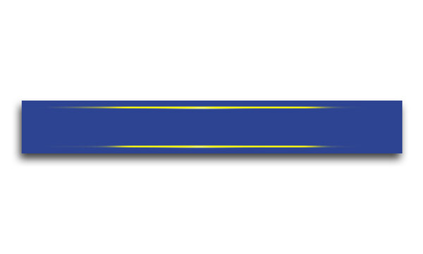 Blue banner with yellow lines isolated on transparent background