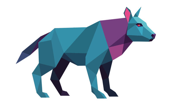 Low poly vector illustration of a wolf, characterized by geometric shapes and a modern aesthetic