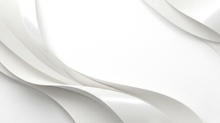 Naklejka premium Dynamic white paper waves forming diagonal minimalist background texture.