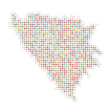 Bosnia Herzegovina country map colorful dotted flat design vector illustration