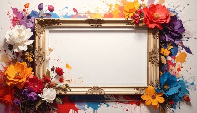 Moldura floral com espa&ccedil;o para texto