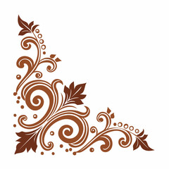 Fototapeta premium Brown Floral Swirl Corner Ornament