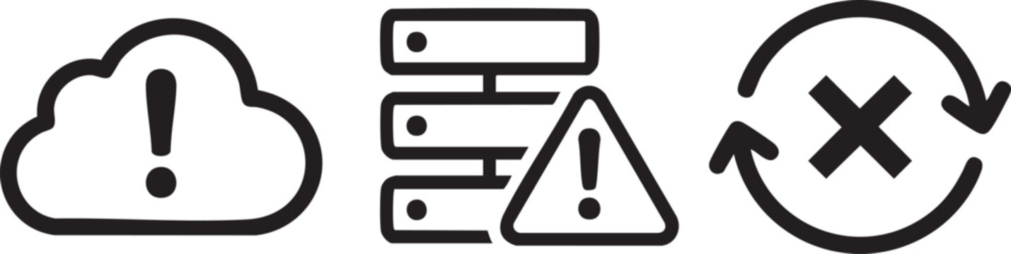 Cloud Error Server Alert and System Failure Icons