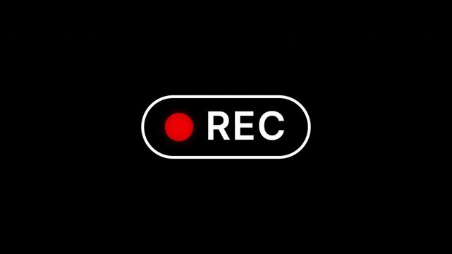Recording Icon with Flashing Red Dot on Black Background Motion Graphic Animation 4k video