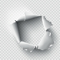 ragged Hole torn in ripped paper on transparent background © Andrei Kukla