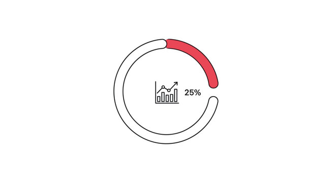Curved progress bar infographic element with percentage data