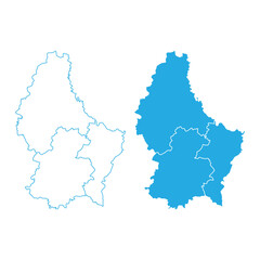 Obraz premium Luxembourg country map blue silhouette and outline vector art set