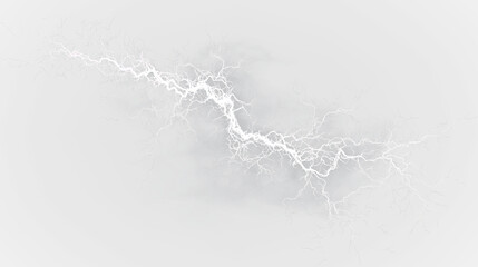 White lightning bolt with a striking appearance isolated on transparent background, showing energy and movement in a natural scene, light overlay, PNG © Liubov