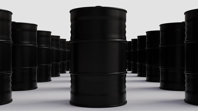 Oil barrel row industry fuel storage container package supply