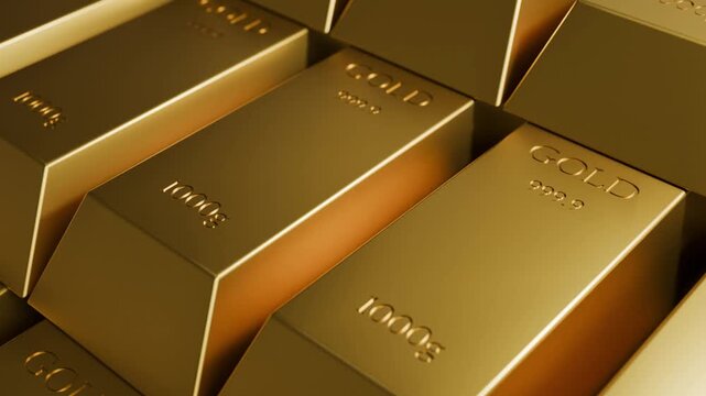 Gold bar row stack, concept store of value wealth savings security