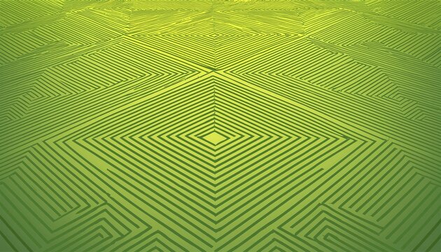 Three dimensional abstract green and yellow colored geometric maze pattern design, AI generated